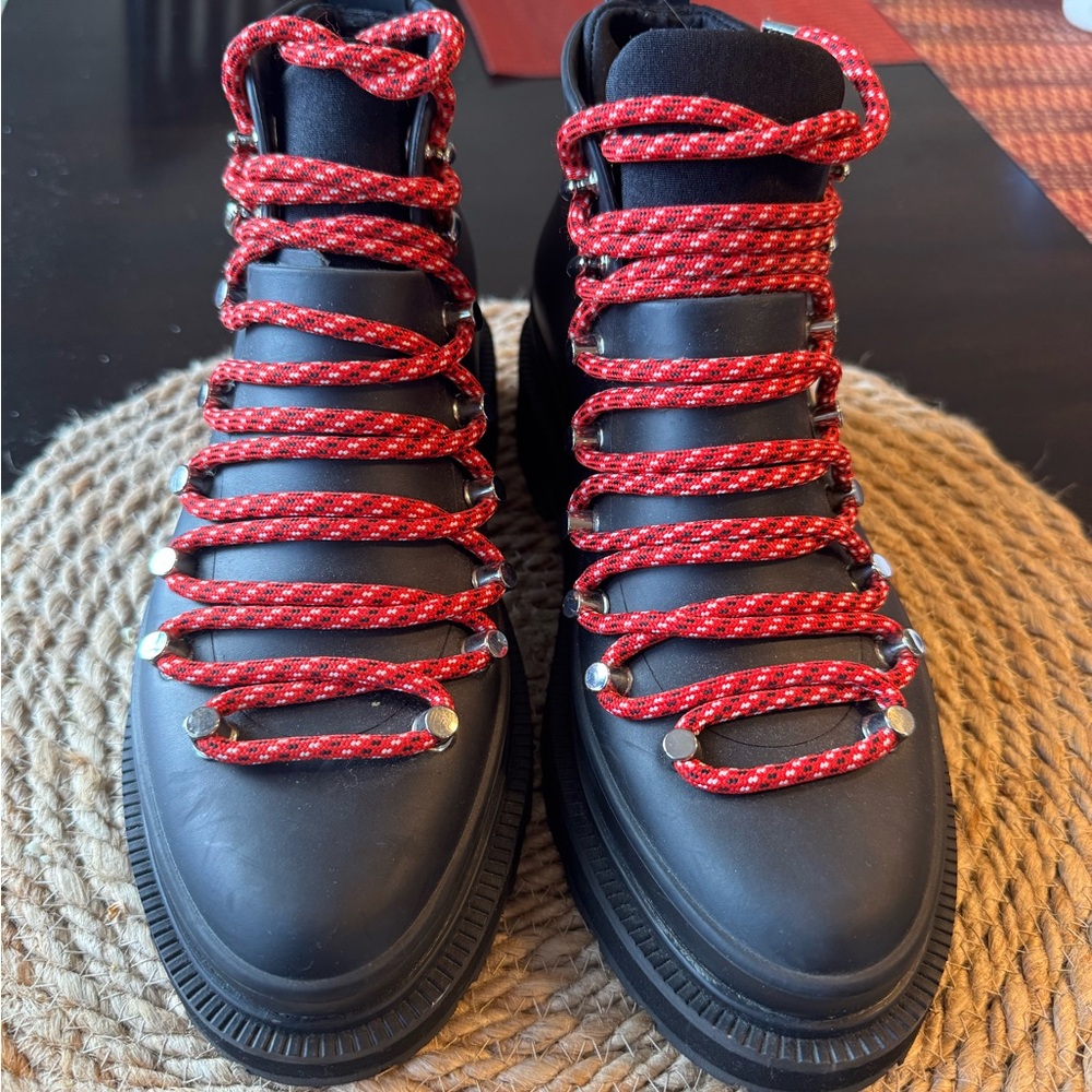 Rag & Bone Black Boots with Red Laces - Picture 2 of 4